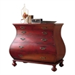 Bowery Hill Bombe Wood Accent Chest in Distressed Red with 5 Drawers