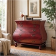 Bowery Hill Bombe Wood Accent Chest in Distressed Red with 5 Drawers