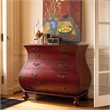 Bowery Hill Bombe Wood Accent Chest in Distressed Red with 5 Drawers