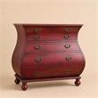 Bowery Hill Bombe Wood Accent Chest in Distressed Red with 5 Drawers