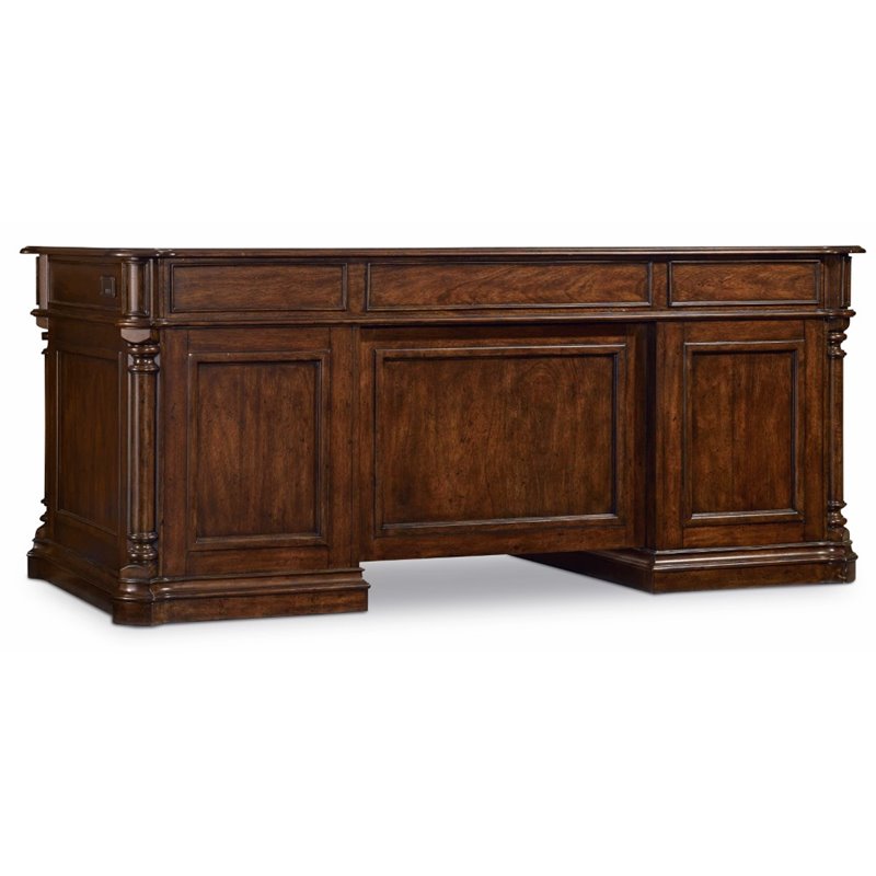 Bowery Hill Mahogany Executive Desk with Keyboard Drawer and Veneers