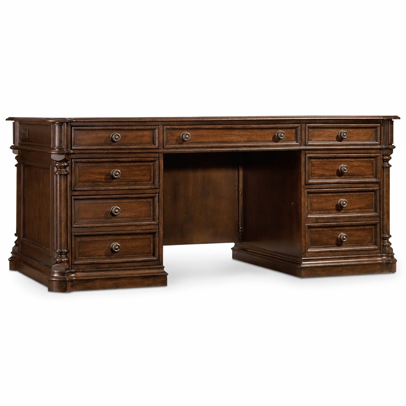 Bowery Hill Mahogany Executive Desk with Keyboard Drawer and Veneers