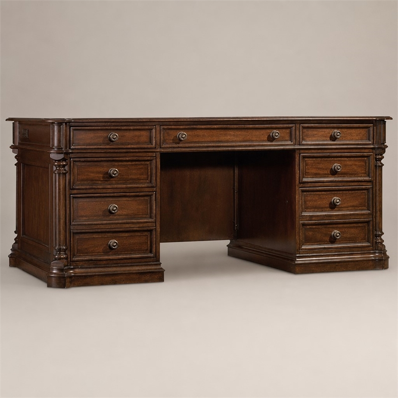 Bowery Hill Mahogany Executive Desk with Keyboard Drawer and Veneers