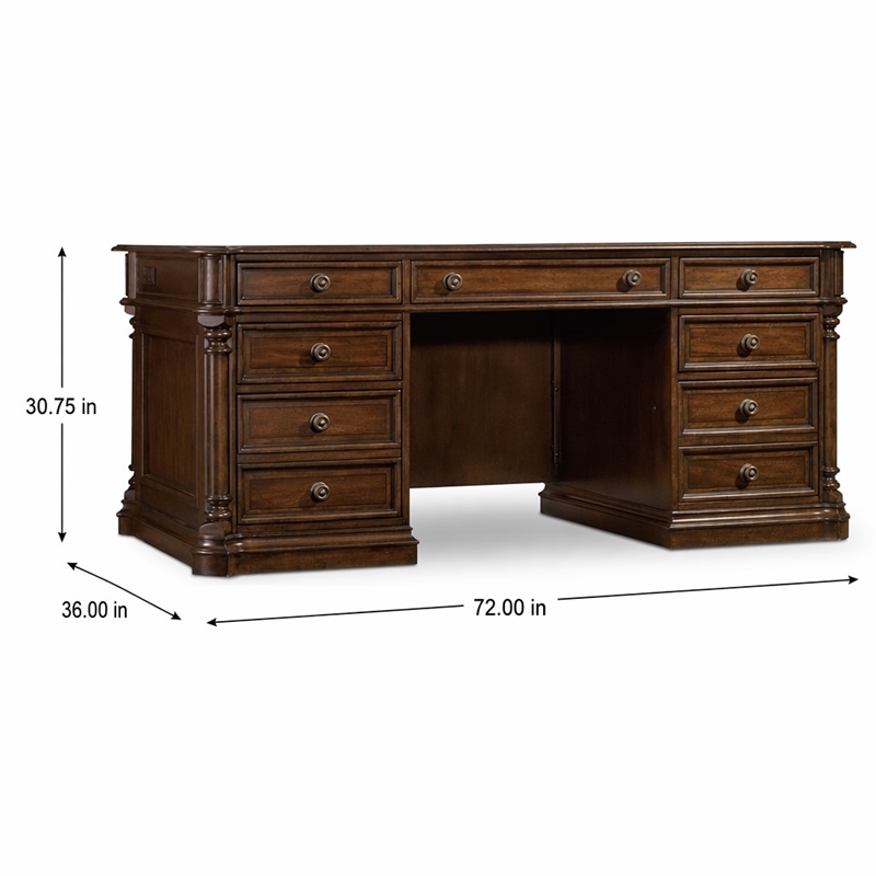 Bowery Hill Mahogany Executive Desk with Keyboard Drawer and Veneers