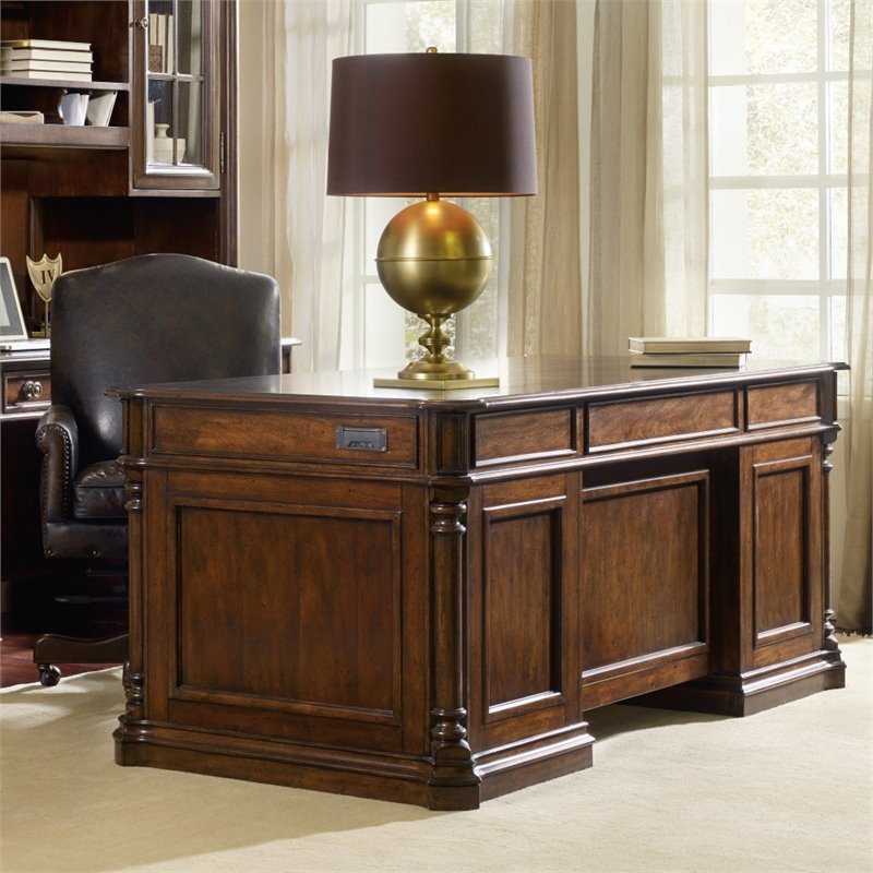 Bowery Hill Mahogany Executive Desk with Keyboard Drawer and Veneers