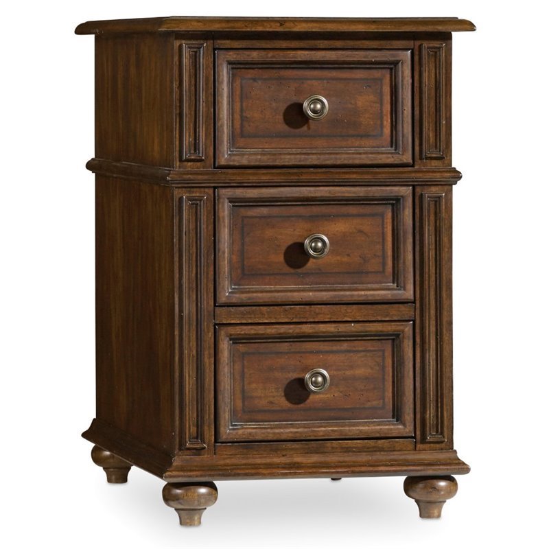 Bowery Hill Chairside End Table in Mahogany Finish with 3 Drawers