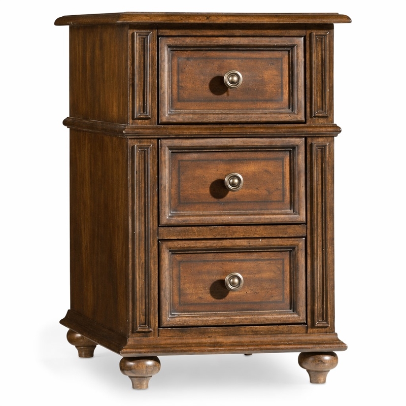 Bowery Hill Chairside End Table in Mahogany Finish with 3 Drawers