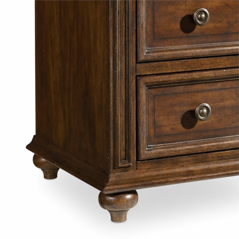 Bowery Hill Chairside End Table in Mahogany Finish with 3 Drawers
