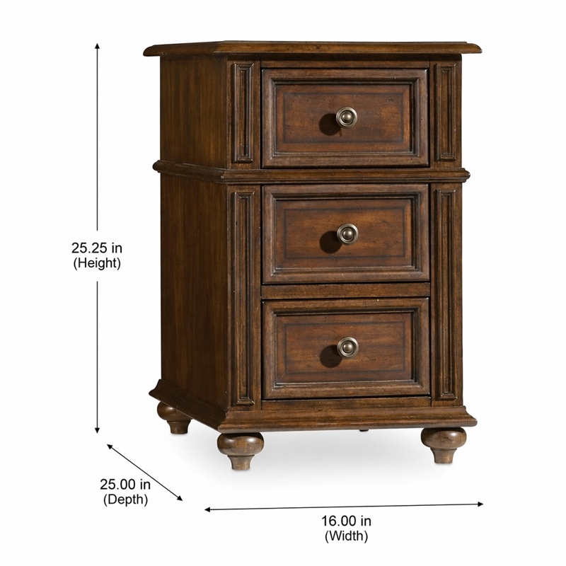 Bowery Hill Chairside End Table in Mahogany Finish with 3 Drawers