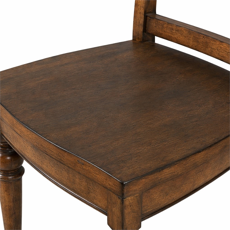 Bowery Hill Traditional Ladderback Wooden Dining Chair in Medium Wood