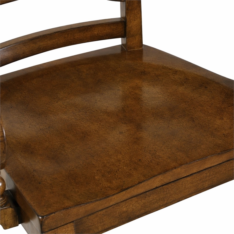 Bowery Hill Ladderback Dining Arm Chair in Chestnut Brown Wood