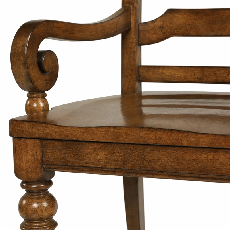 Bowery Hill Ladderback Dining Arm Chair in Chestnut Brown Wood