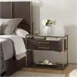 Bowery Hill Nightstand with Brass Frame in Midnight Brown Finish