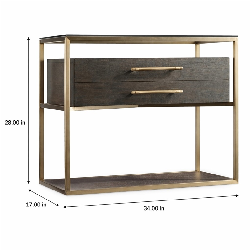 Bowery Hill Nightstand with Brass Frame in Midnight Brown Finish