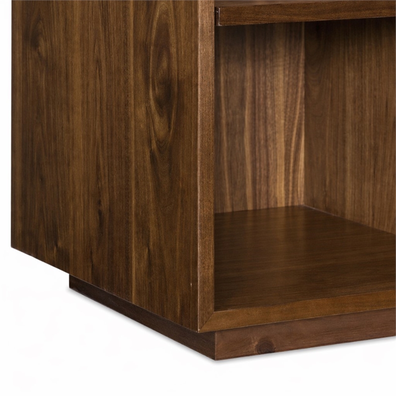 Bowery Hill 4 Cubby Short Bookcase in Wood Brown Finish