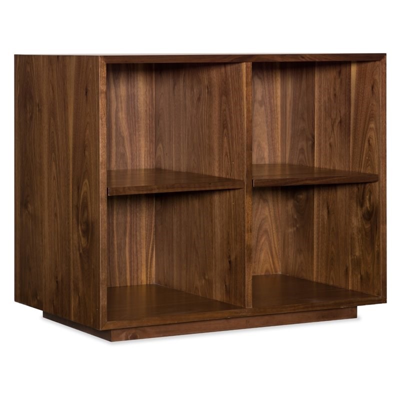 Bowery Hill 4 Cubby Short Bookcase in Wood Brown Finish