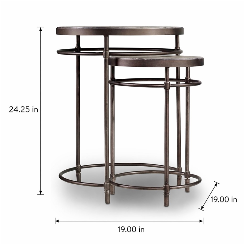 Bowery Hill Nesting Table Set in Light Wood Finish with Metal Accents
