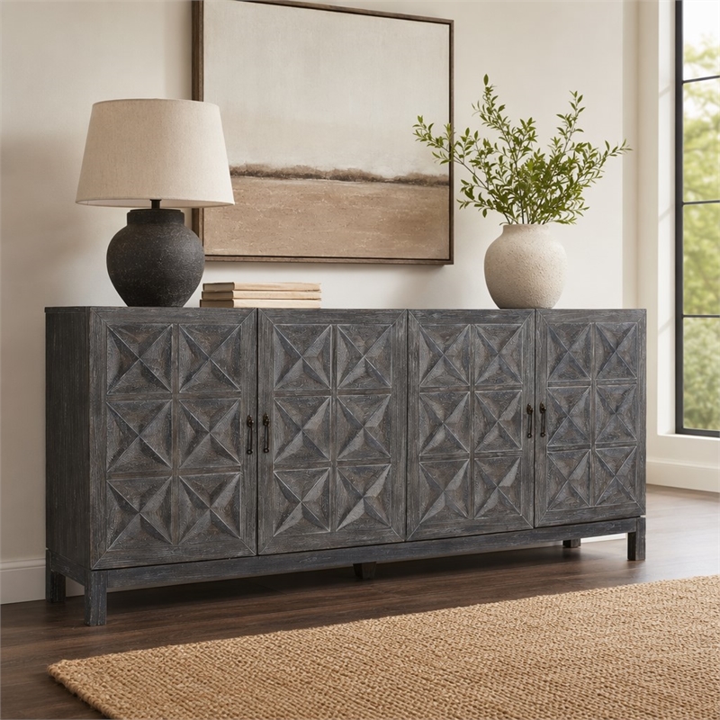 Bowery Hill Entertainment Console in Shale Wood Finish with 4 Doors