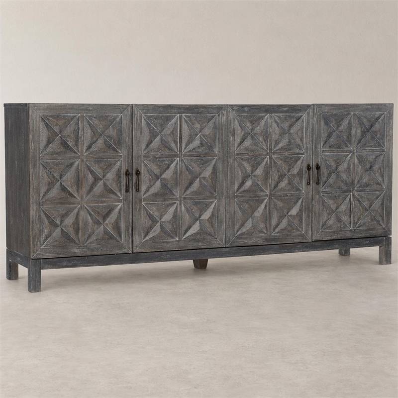 Bowery Hill Entertainment Console in Shale Wood Finish with 4 Doors