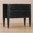 Bowery Hill 2-Drawer Wood Nightstand in Distressed Black