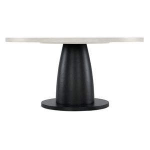 Bowery Hill Round Dining Table with Pedestal Base in Textured Grey