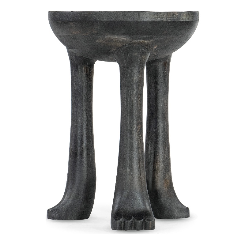 Bowery Hill Mango Wood Spot Table with Claw Foot Design in Black Natural