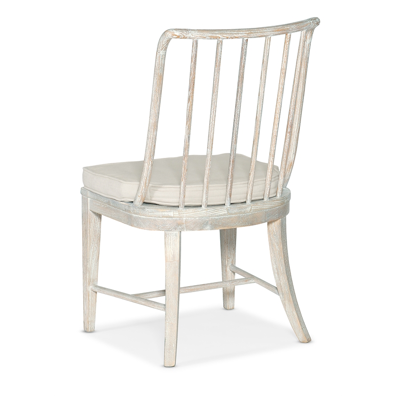 Bowery Hill Spindle Side Chair in White Wood with Distressed Finish