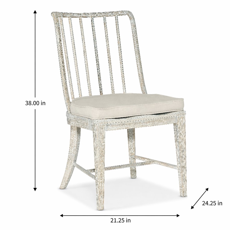 Bowery Hill Spindle Side Chair in White Wood with Distressed Finish