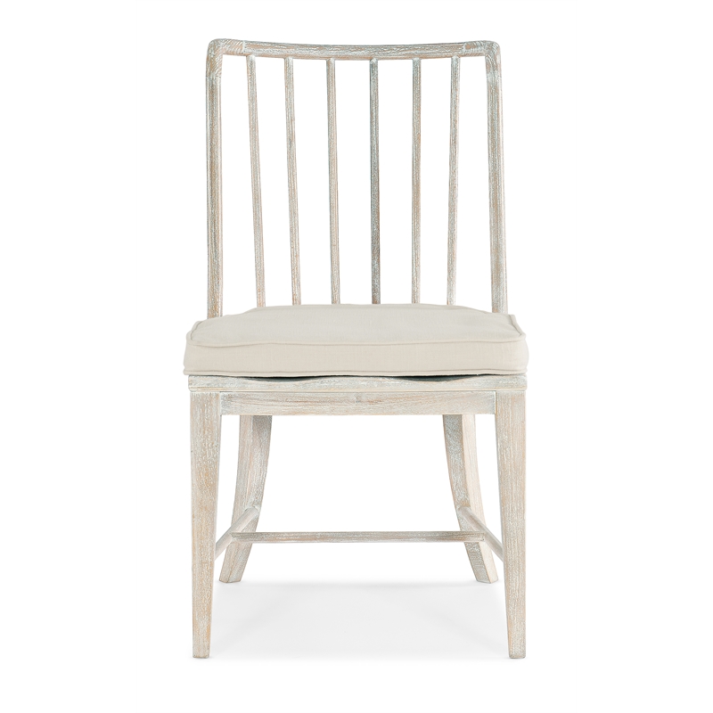 Bowery Hill Spindle Side Chair in White Wood with Distressed Finish