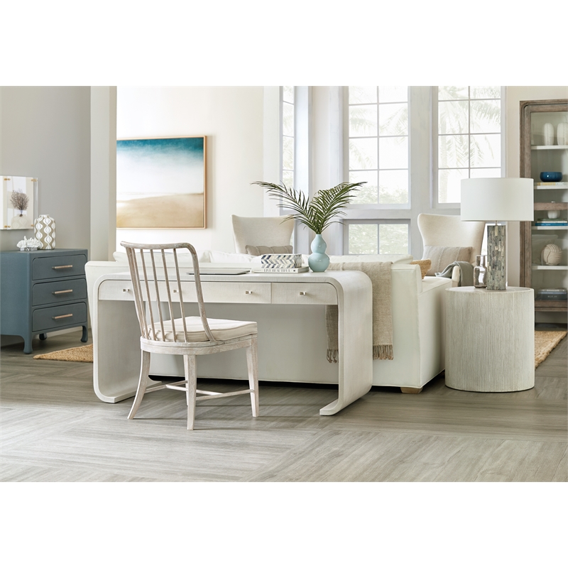 Bowery Hill Spindle Side Chair in White Wood with Distressed Finish
