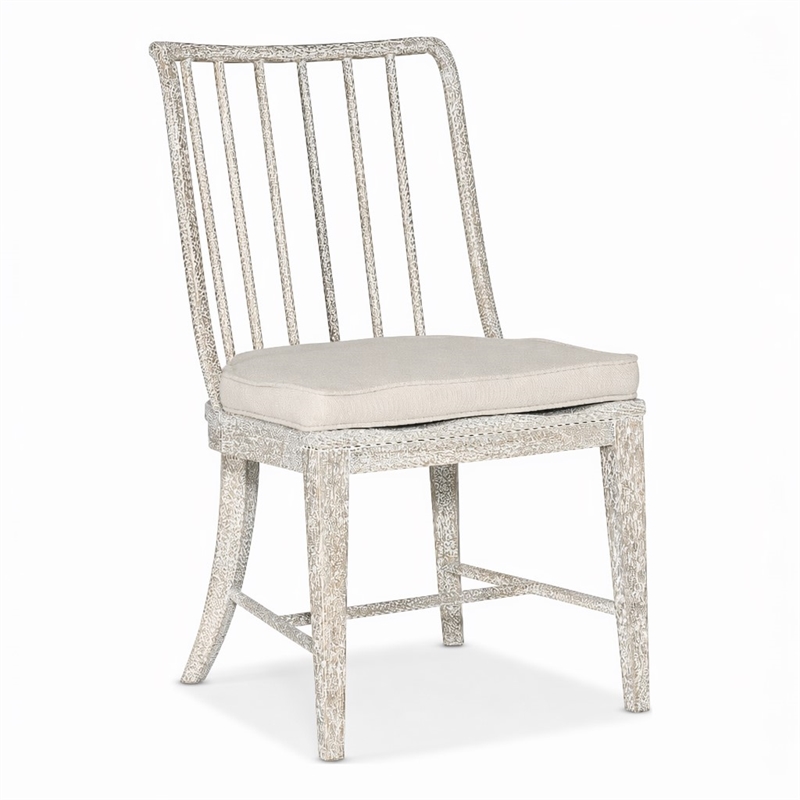 Bowery Hill Spindle Side Chair in White Wood with Distressed Finish
