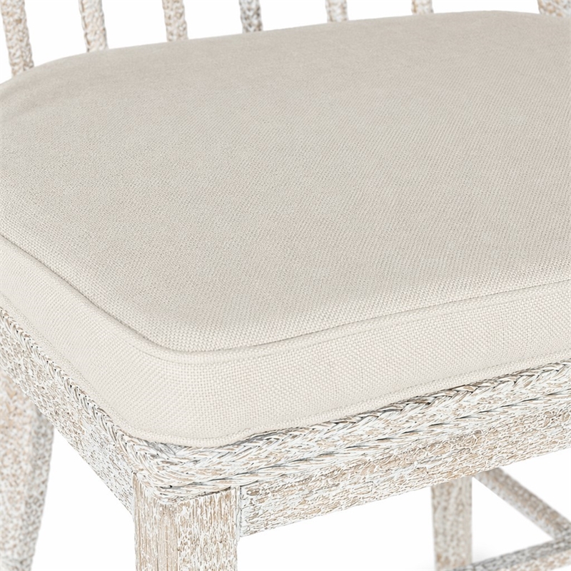 Bowery Hill Spindle Side Chair in White Wood with Distressed Finish