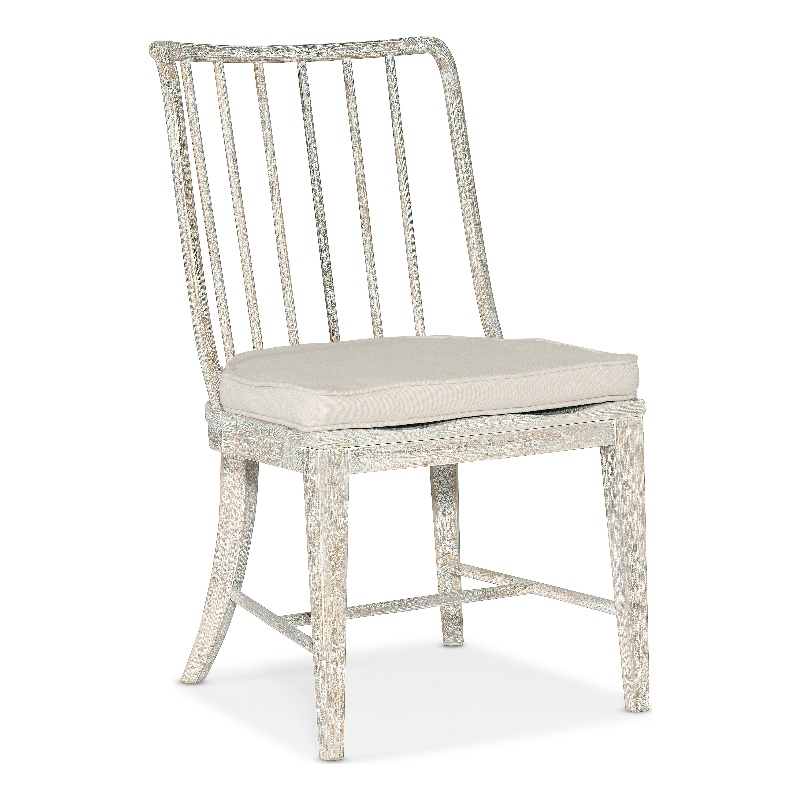 Bowery Hill Spindle Side Chair in White Wood with Distressed Finish