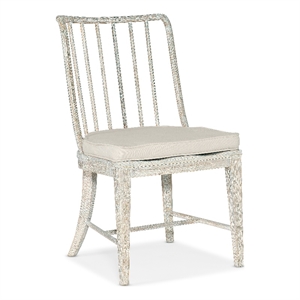 Bowery Hill Spindle Side Chair in White Wood with Distressed Finish
