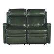 Bowery Hill Hamilton Green Leather Power Loveseat with USB Port & Headrest