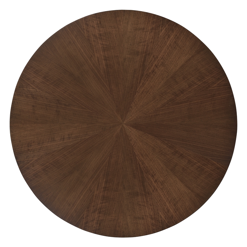 Bowery Hill Round Cocktail Table with Open Shelf in Dark Natural Wood Finish