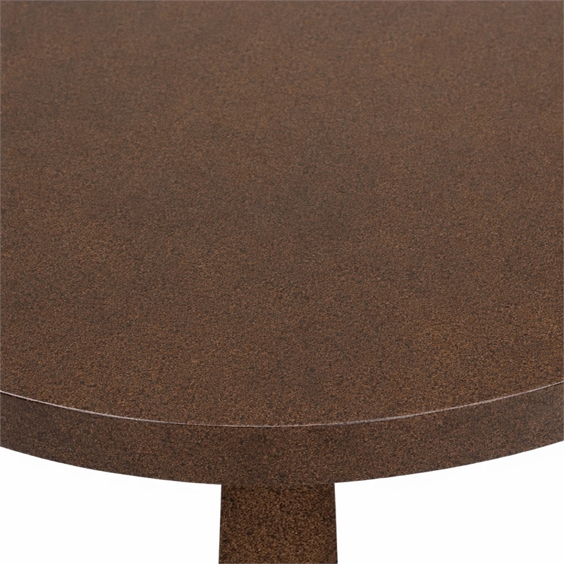 Bowery Hill Round Cocktail Table with Open Shelf in Dark Natural Wood Finish