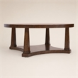 Bowery Hill Round Cocktail Table with Open Shelf in Dark Natural Wood Finish