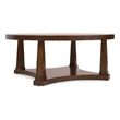 Bowery Hill Round Cocktail Table with Open Shelf in Dark Natural Wood Finish