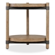 Bowery Hill Round End Table with Wood and Metal in Natural Finish