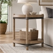 Bowery Hill Round End Table with Wood and Metal in Natural Finish