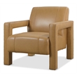 Bowery Hill Modern Brown Leather Accent Chair with Open Arm Frame