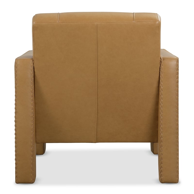 Bowery Hill Modern Brown Leather Accent Chair with Open Arm Frame