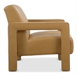 Bowery Hill Modern Brown Leather Accent Chair with Open Arm Frame