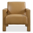 Bowery Hill Modern Brown Leather Accent Chair with Open Arm Frame