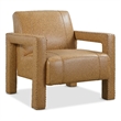 Bowery Hill Modern Brown Leather Accent Chair with Open Arm Frame