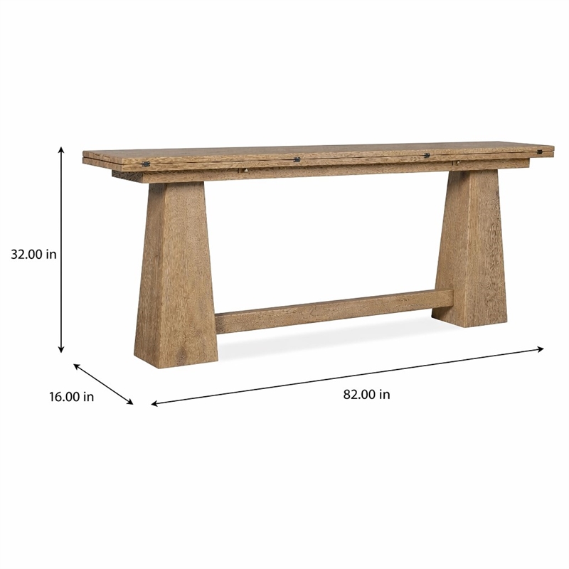 Bowery Hill Flip-Top Console Table in Light Wood with Oak Finish