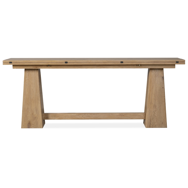 Bowery Hill Flip-Top Console Table in Light Wood with Oak Finish