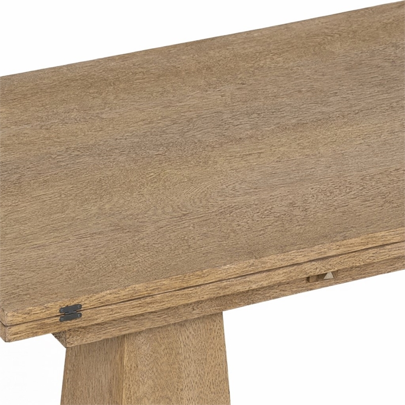 Bowery Hill Flip-Top Console Table in Light Wood with Oak Finish