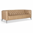 Bowery Hill Nicolla Stationary Sofa in Beige Leather with Tufted Design